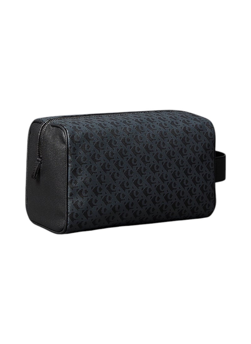 Men's Sculpted Washbag/ Toiletery Bag - Faux Leather, Black