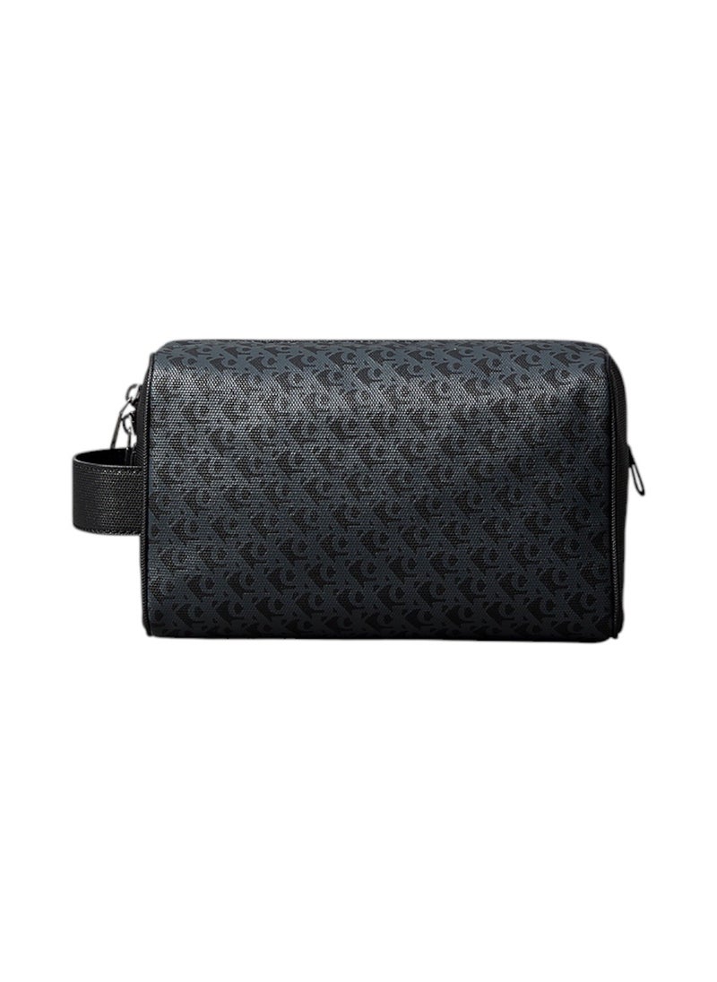 Men's Sculpted Washbag/ Toiletery Bag - Faux Leather, Black