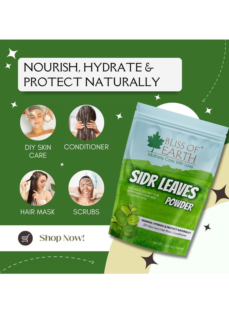 Sidr Powder for Hair and Body 100 Percent Pure Sidr Leaves Powder for Hair Growth Skin and Face Natural Hair Cleanser and Conditioner Pack of 3 x 100g
