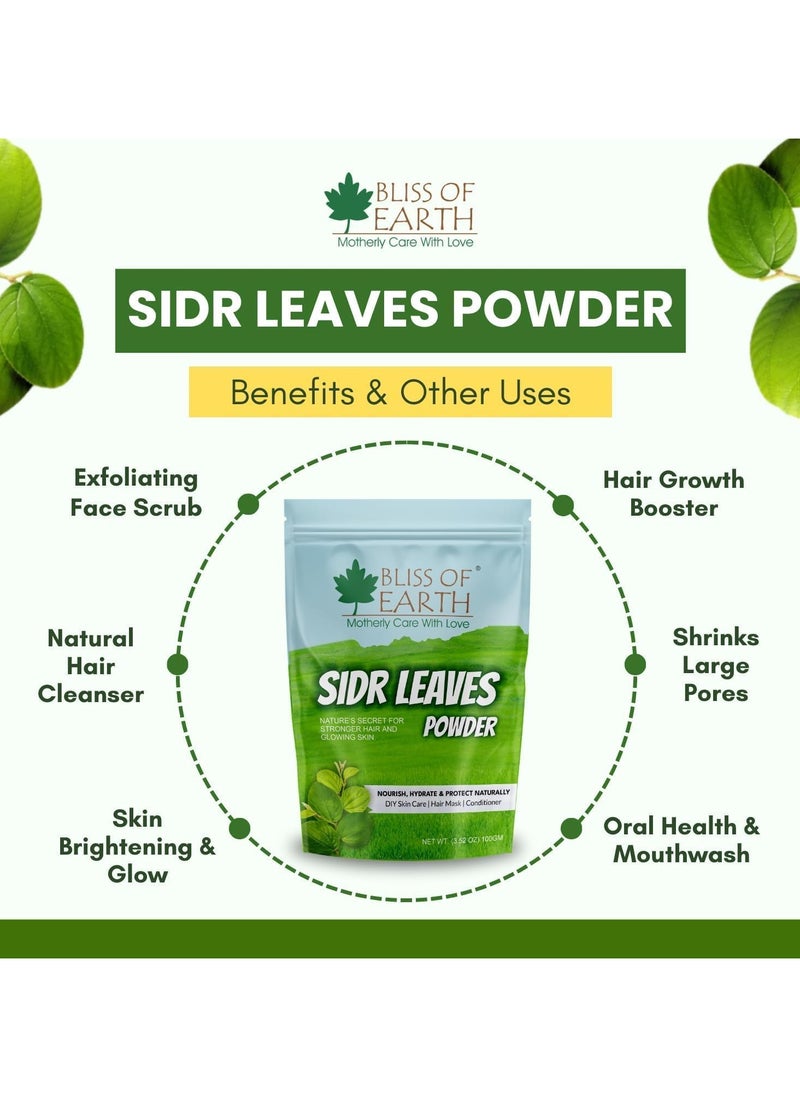 Sidr Powder for Hair and Body 100 Percent Pure Sidr Leaves Powder for Hair Growth Skin and Face Natural Hair Cleanser and Conditioner Pack of 3 x 100g