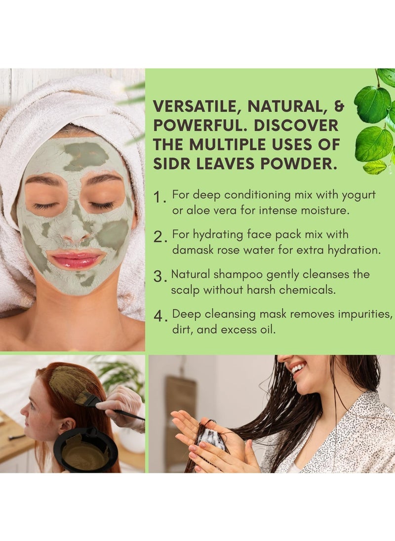 Sidr Powder for Hair and Body 100 Percent Pure Sidr Leaves Powder for Hair Growth Skin and Face Natural Hair Cleanser and Conditioner Pack of 3 x 100g