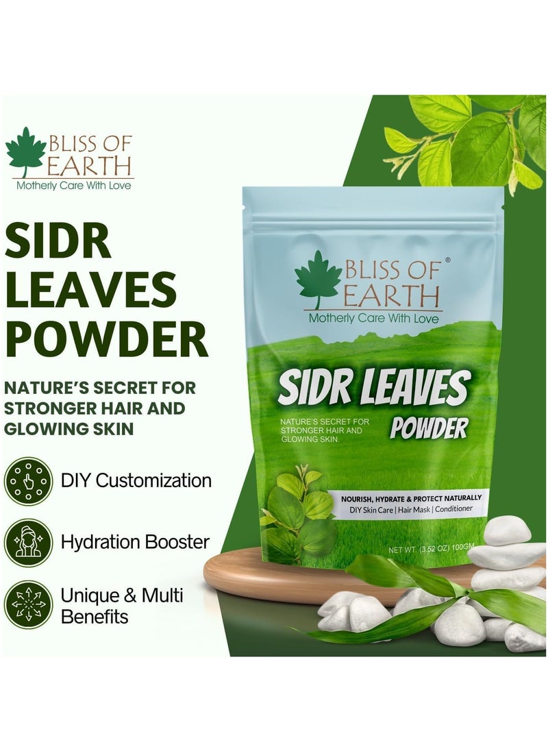 Sidr Powder for Hair and Body 100 Percent Pure Sidr Leaves Powder for Hair Growth Skin and Face Natural Hair Cleanser and Conditioner Pack of 3 x 100g