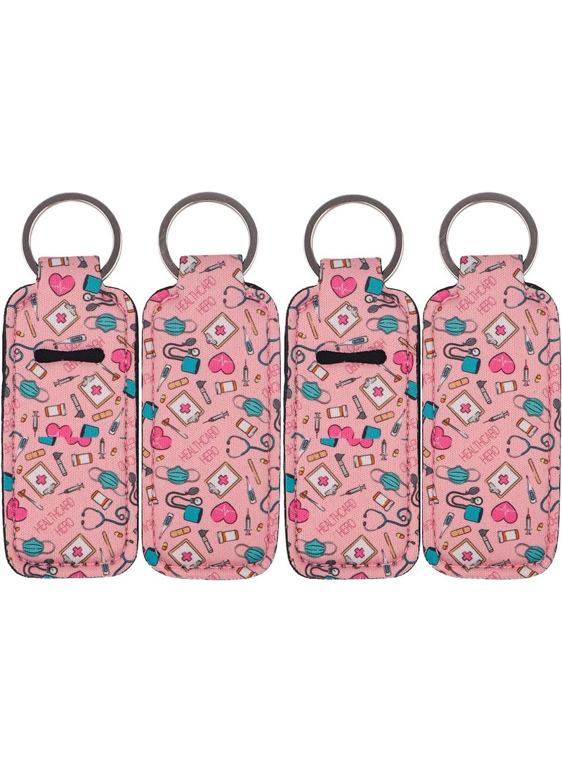 DMLSKY Chapstick Holder Keychain Lip Balm Holder Sleeve Pouch for Mini Lipstick for Nurse Student