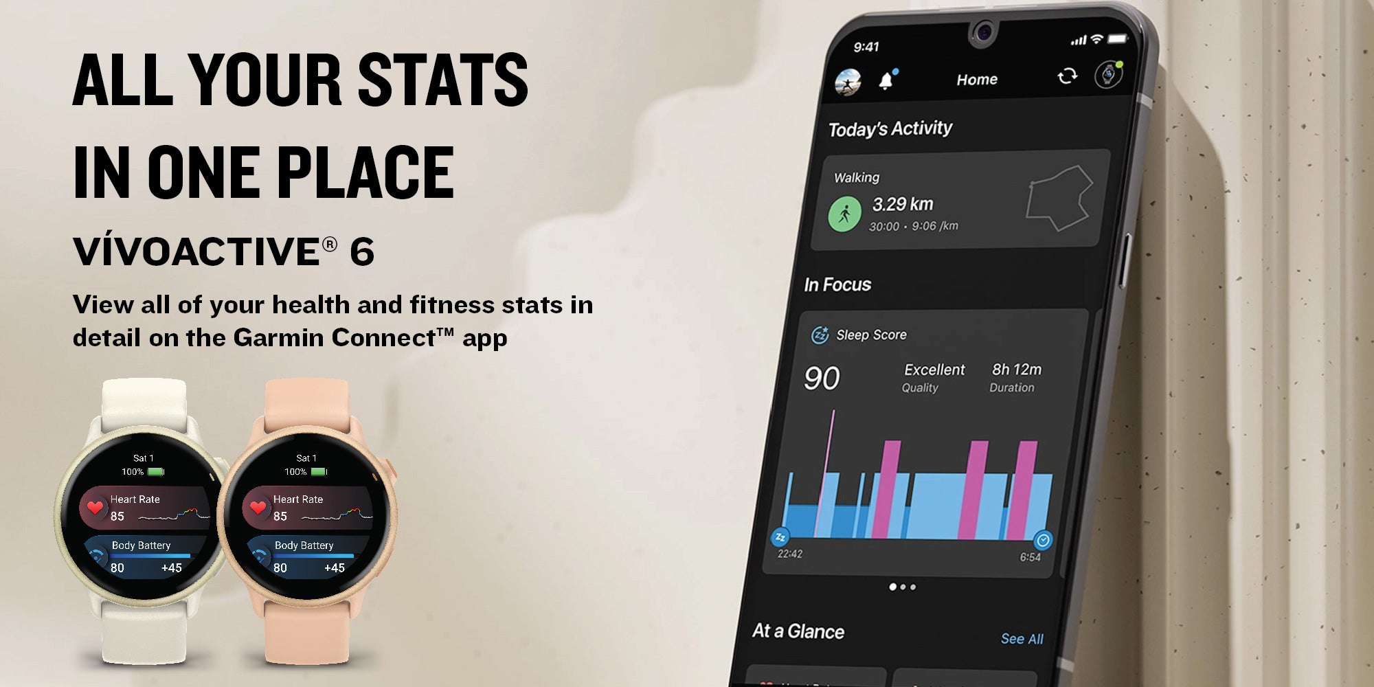 Vívoactive 6 - 42MM - Slate with Black Band - Up to 11 Days of  Battery life  - 1.2