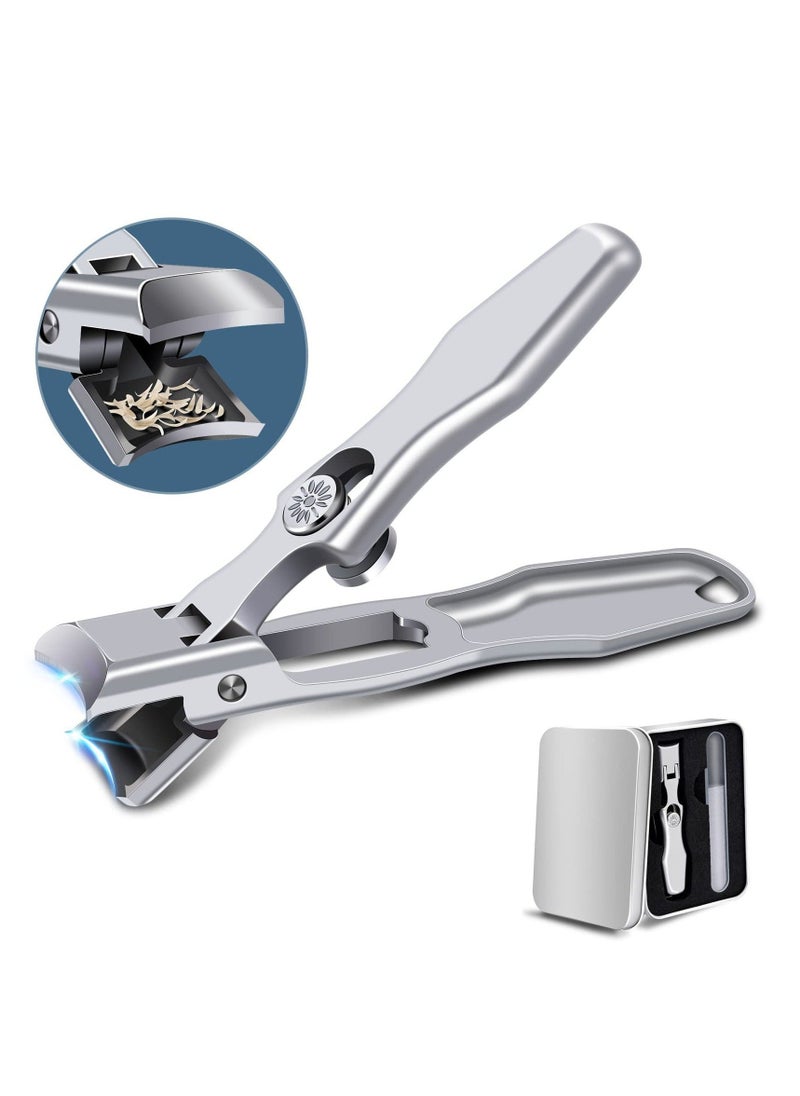 Nail Clippers for Men Thick Nails, Professional Extra Large Heavy Duty Toe Nail Clippers for Seniors, Stainless Steel Wide Jaw Opening No Splash Fingernail Cutters Long Handle with Catcher File