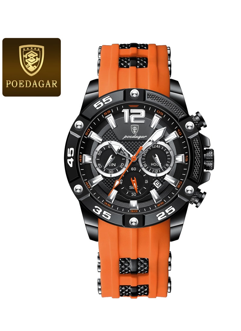 Watches Unique Casual Wrist Watches (Chronograph/Waterproof/Luminous/Calendar/24 Hours) Silicon Band Fashion Watches for Men