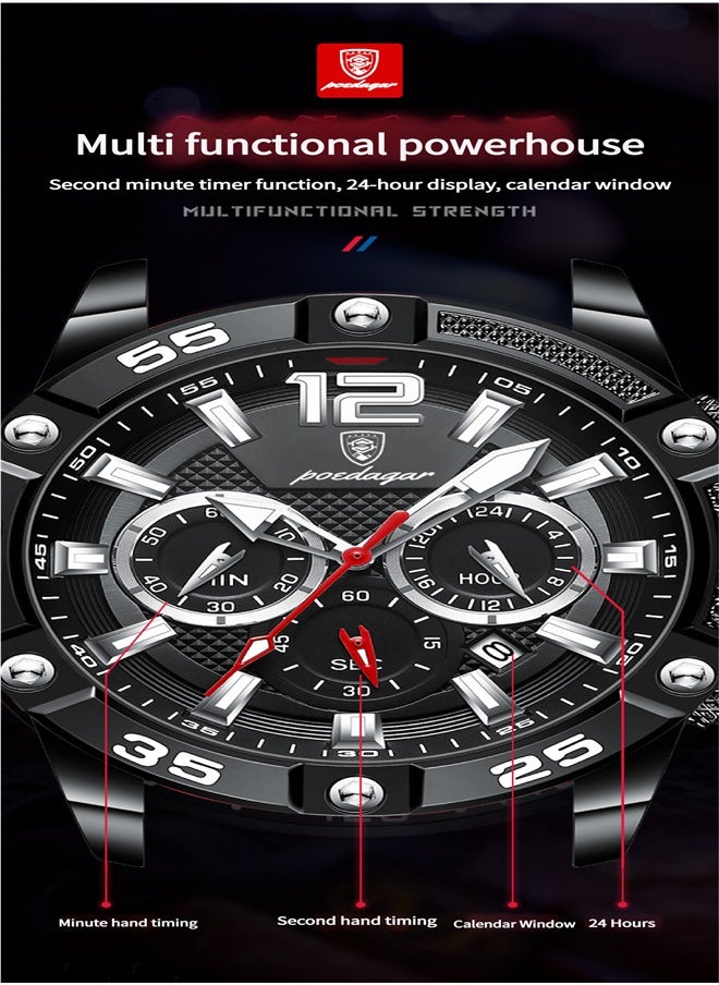 Watch for Men Sport  Waterproof Chronograph Mens Watches Analog Quartz Big Face Classic Stylish Fashion Casual Designer Business Work Wrist Watch Elegant Gift for Men