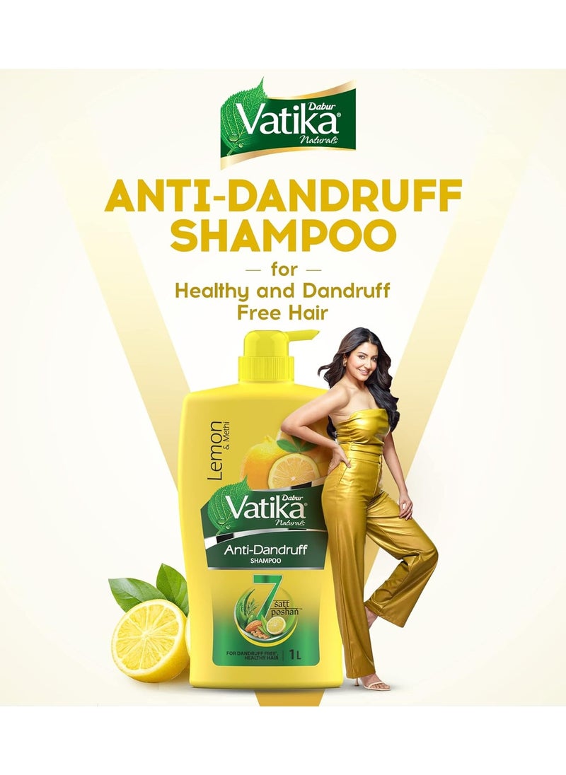 Lemon Anti-Dandruff Shampoo - 1L | Reduces Dandruff from 1st wash | Moisturises Scalp | Provides Gentle Cleansing, Conditioning & Nourishment to Hair