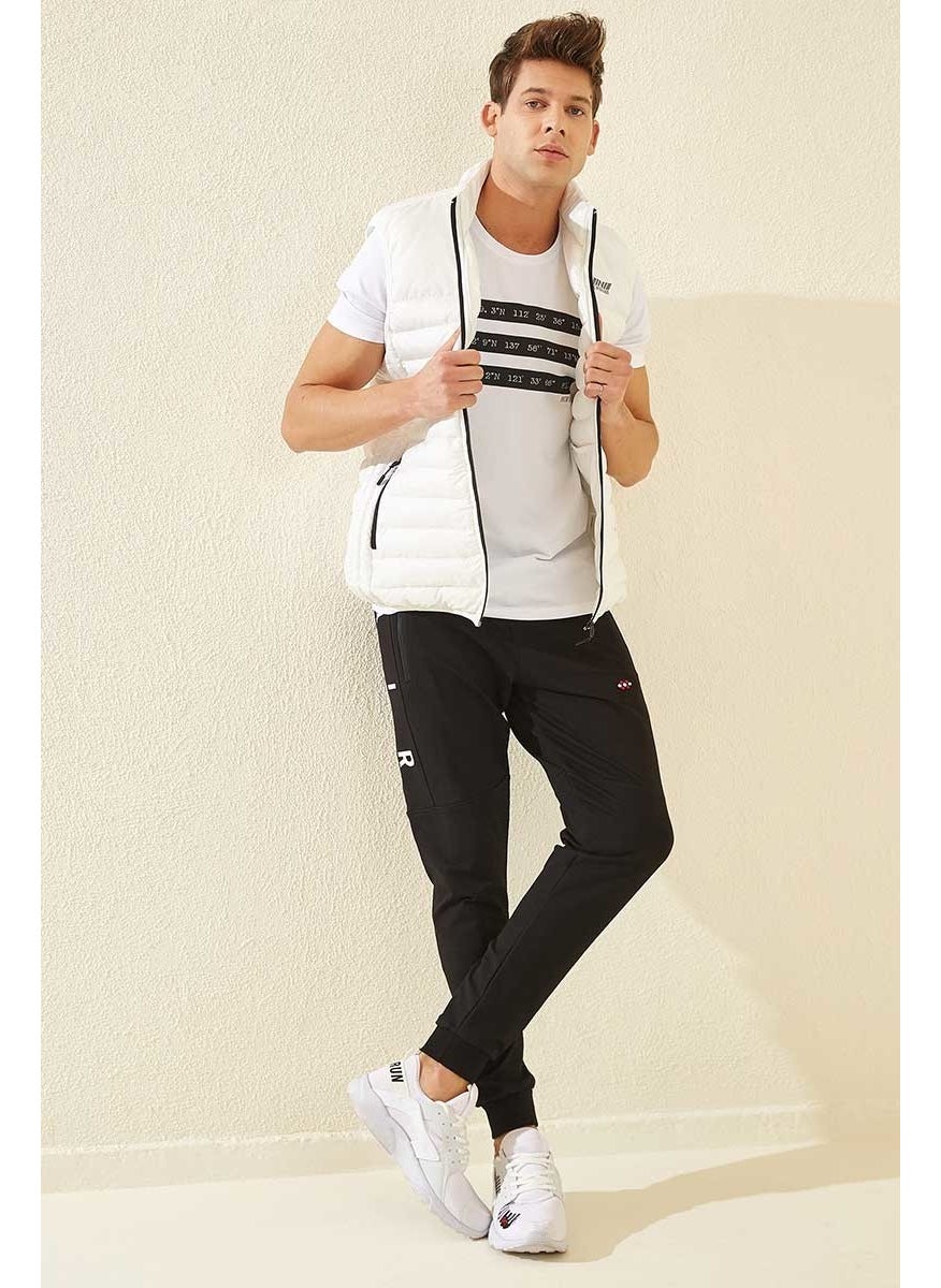 Black-Black Men's Air Printed Zipper Pocket Standard Fit Jogger Tracksuit ALT-84587
