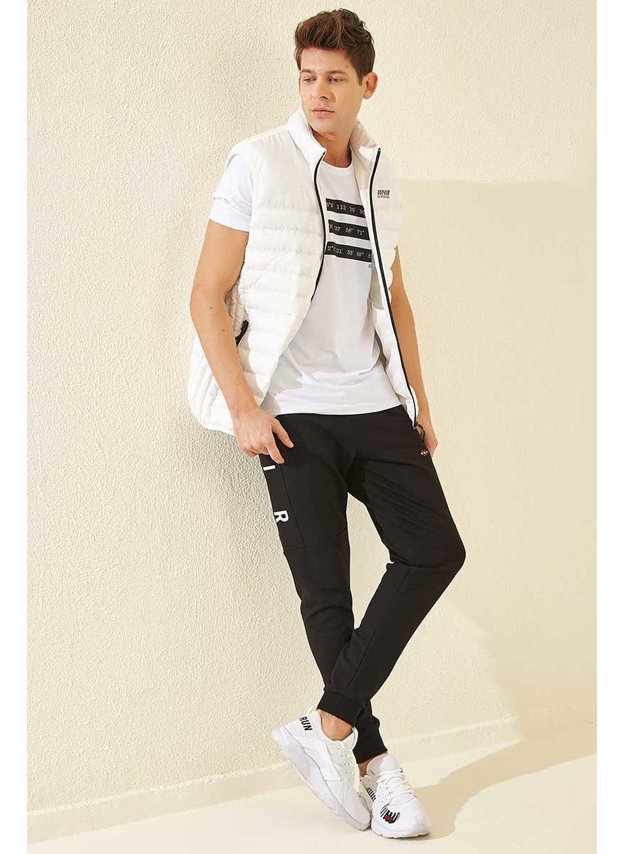 Black-Black Men's Air Printed Zipper Pocket Standard Fit Jogger Tracksuit ALT-84587