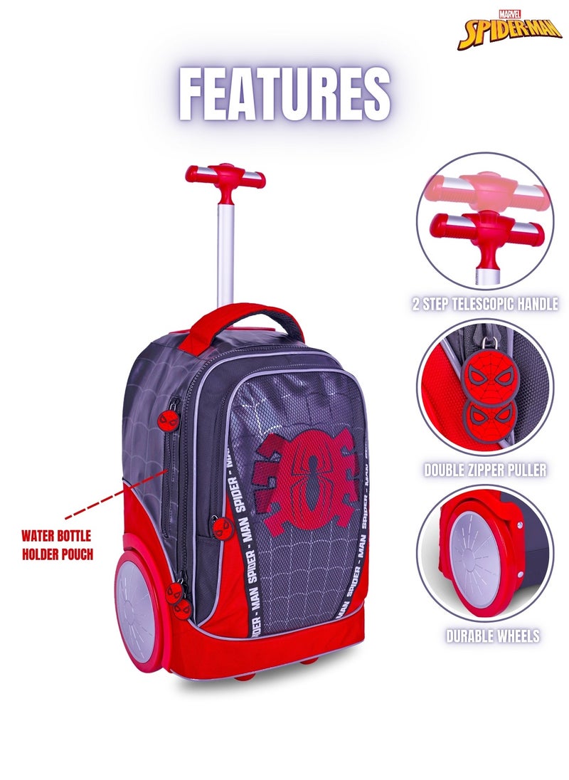 Spiderman  20 Inch Kids Premium 3-in-1 Trolley School Bag Set - Ergonomic Backpack, Insulated Lunch Bag & Pencil Case,Lightweight, Durable, Students 6+ - Perfect for Travel & School,For Boys
