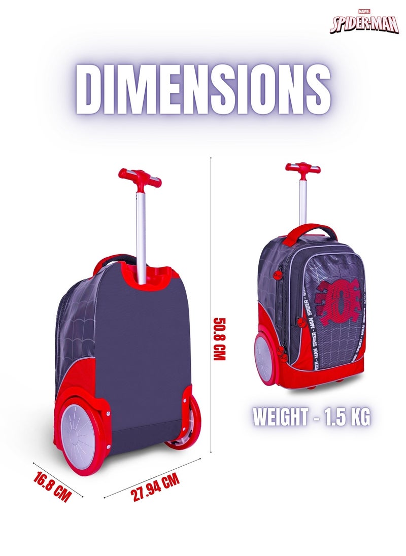 Spiderman  20 Inch Kids Premium 3-in-1 Trolley School Bag Set - Ergonomic Backpack, Insulated Lunch Bag & Pencil Case,Lightweight, Durable, Students 6+ - Perfect for Travel & School,For Boys