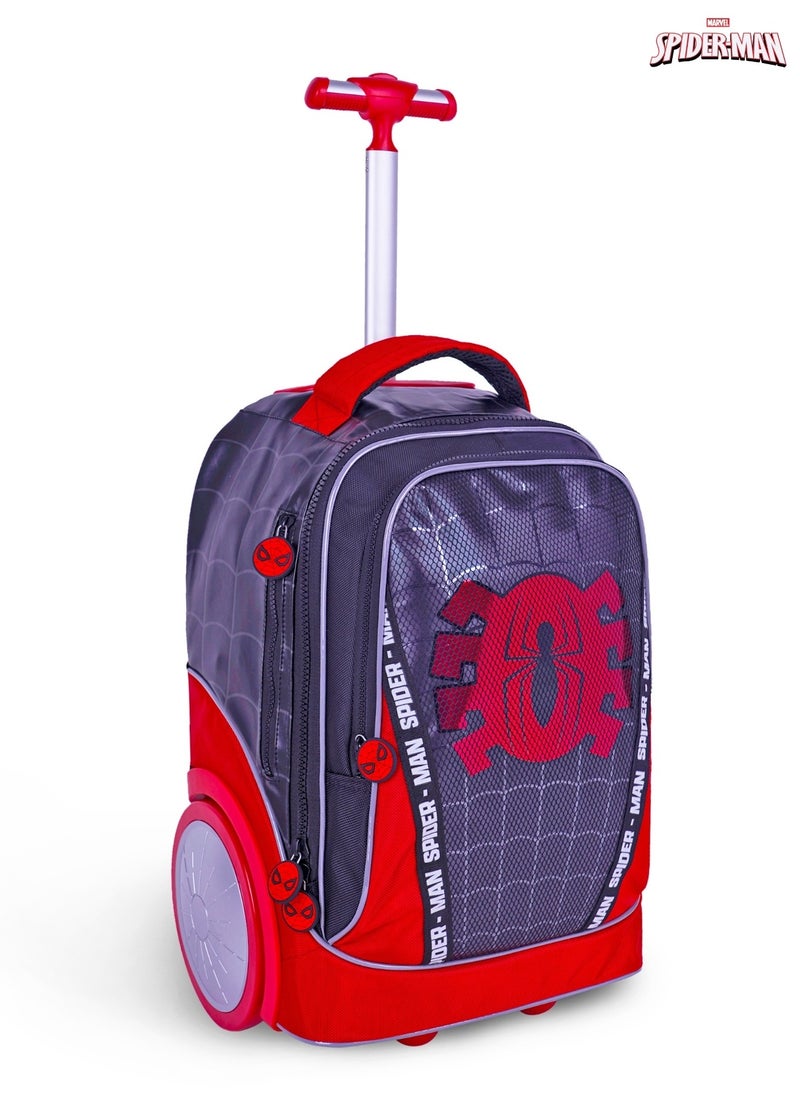 Spiderman  20 Inch Kids Premium 3-in-1 Trolley School Bag Set - Ergonomic Backpack, Insulated Lunch Bag & Pencil Case,Lightweight, Durable, Students 6+ - Perfect for Travel & School,For Boys