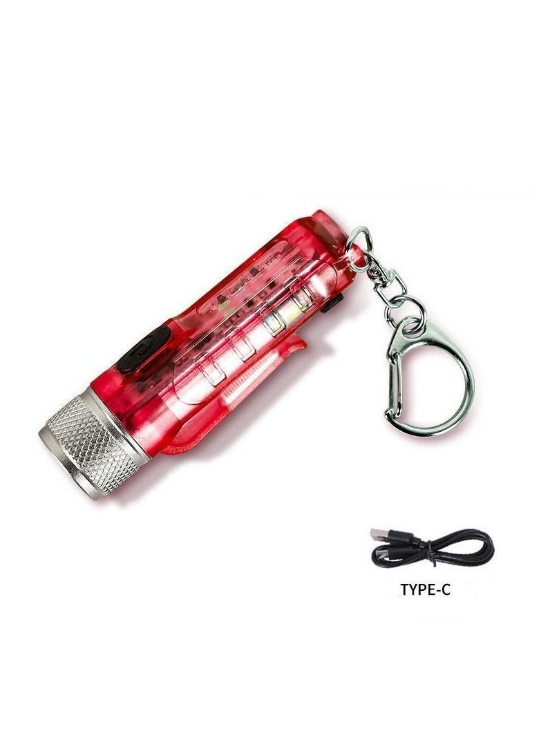 Mini Outdoor Camping Searchlight TYPE-C Rechargeable Mini Portable LED Flashlight Keychain Flashlight 11 Lighting Modes