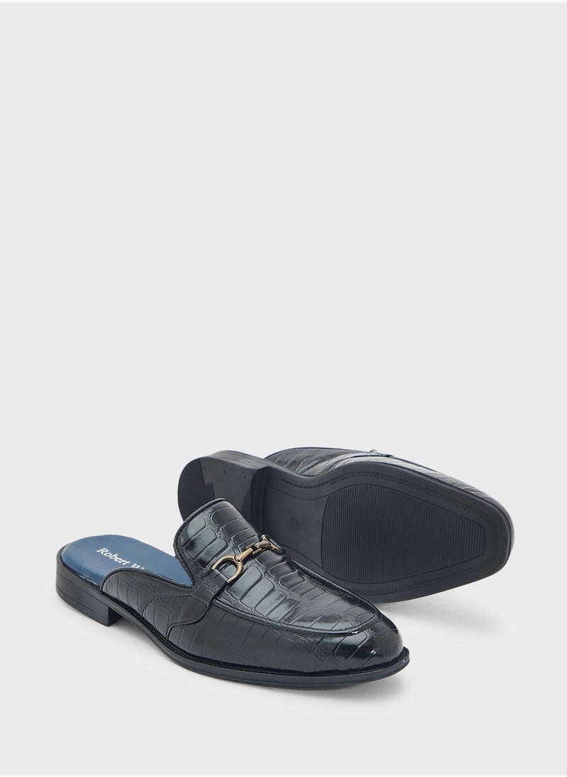 Emboss Detail Loafer Mules