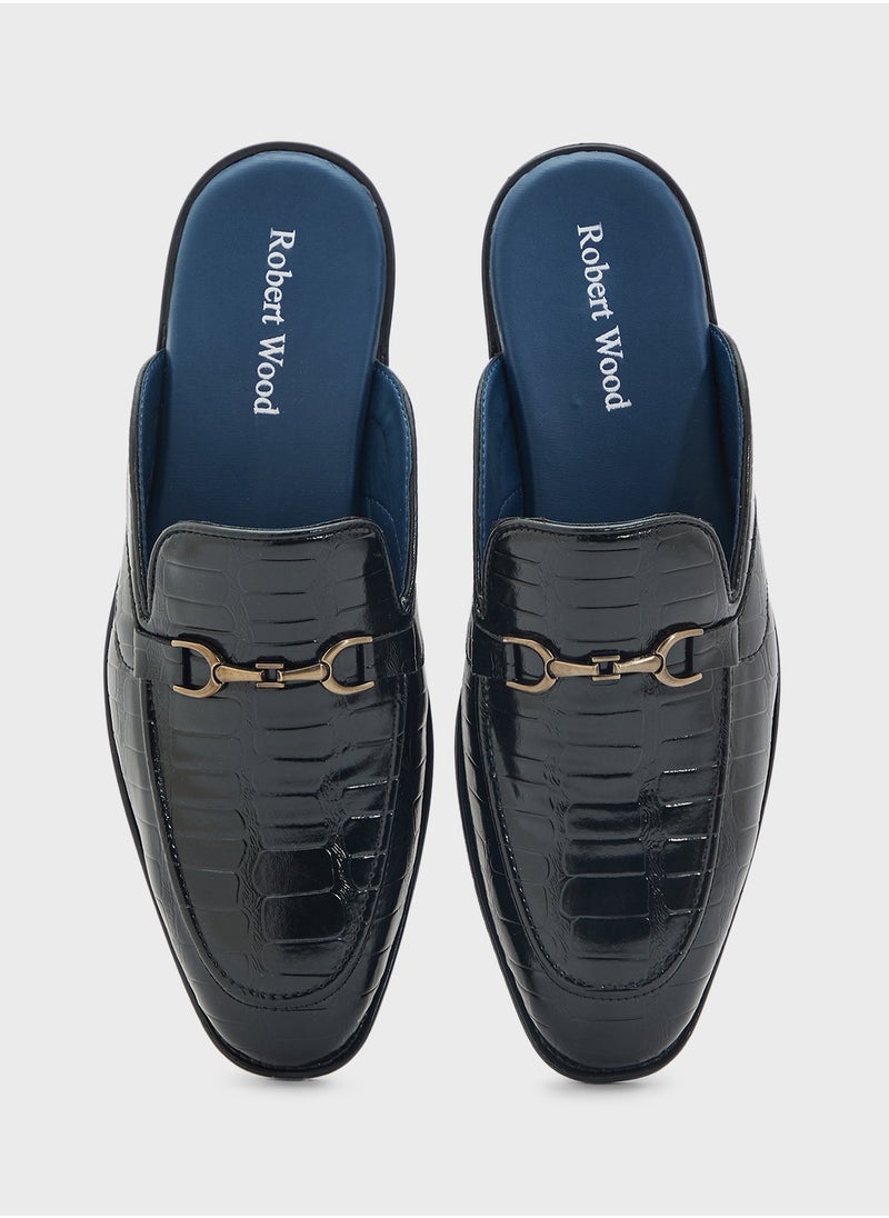 Emboss Detail Loafer Mules