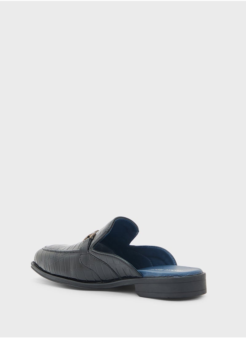 Emboss Detail Loafer Mules