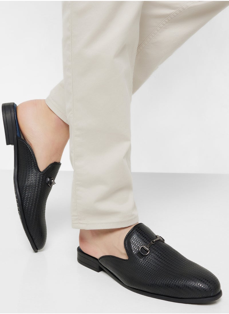 Textured Loafer Mules
