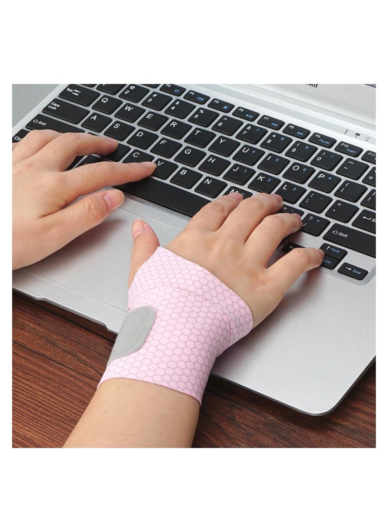 Carpal Tunnel Wrist Brace, Breathable Wrist Band for Men and Women, Adjustable Wrist Support Wrist Straps (Pink)