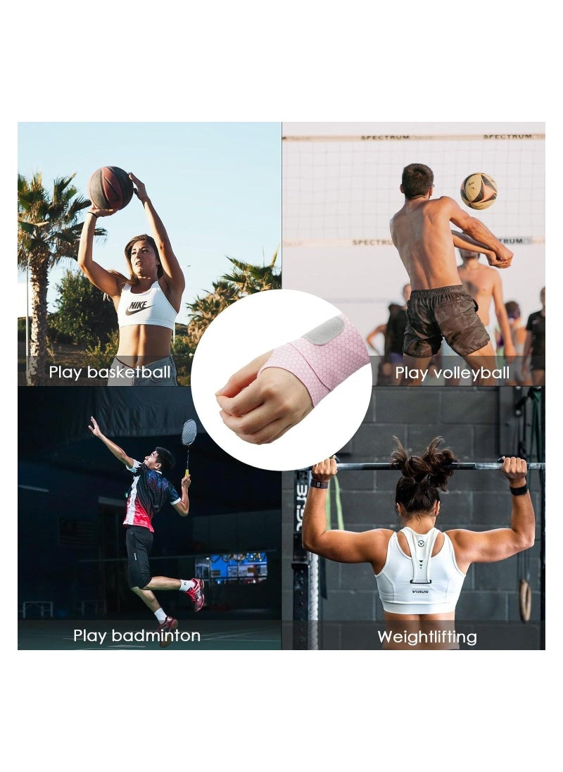 Carpal Tunnel Wrist Brace, Breathable Wrist Band for Men and Women, Adjustable Wrist Support Wrist Straps (Pink)
