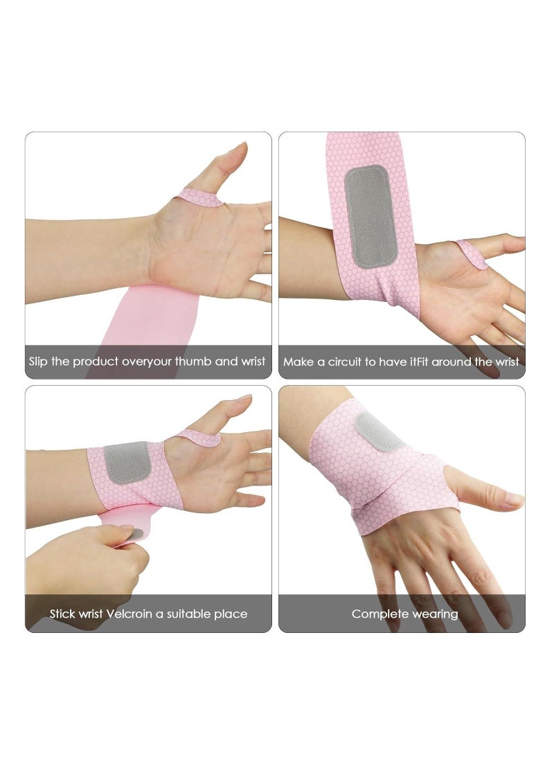 Carpal Tunnel Wrist Brace, Breathable Wrist Band for Men and Women, Adjustable Wrist Support Wrist Straps (Pink)