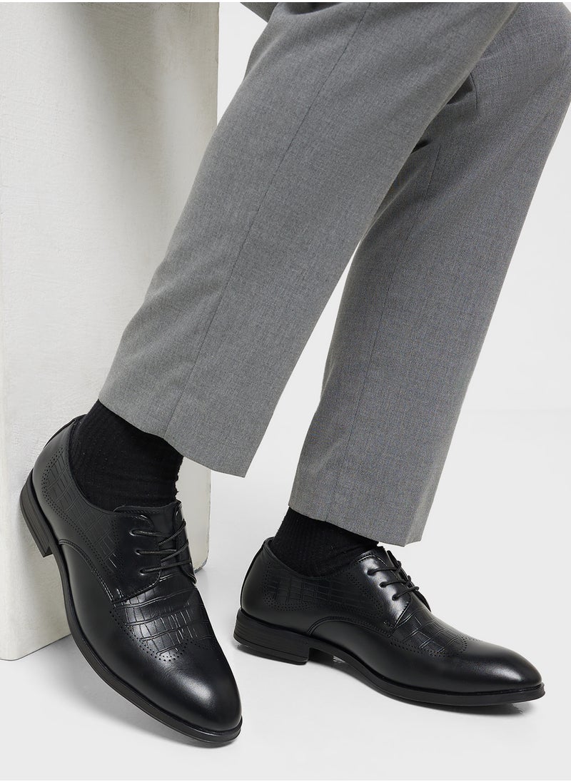 Embossed Texture Formal Lace Ups