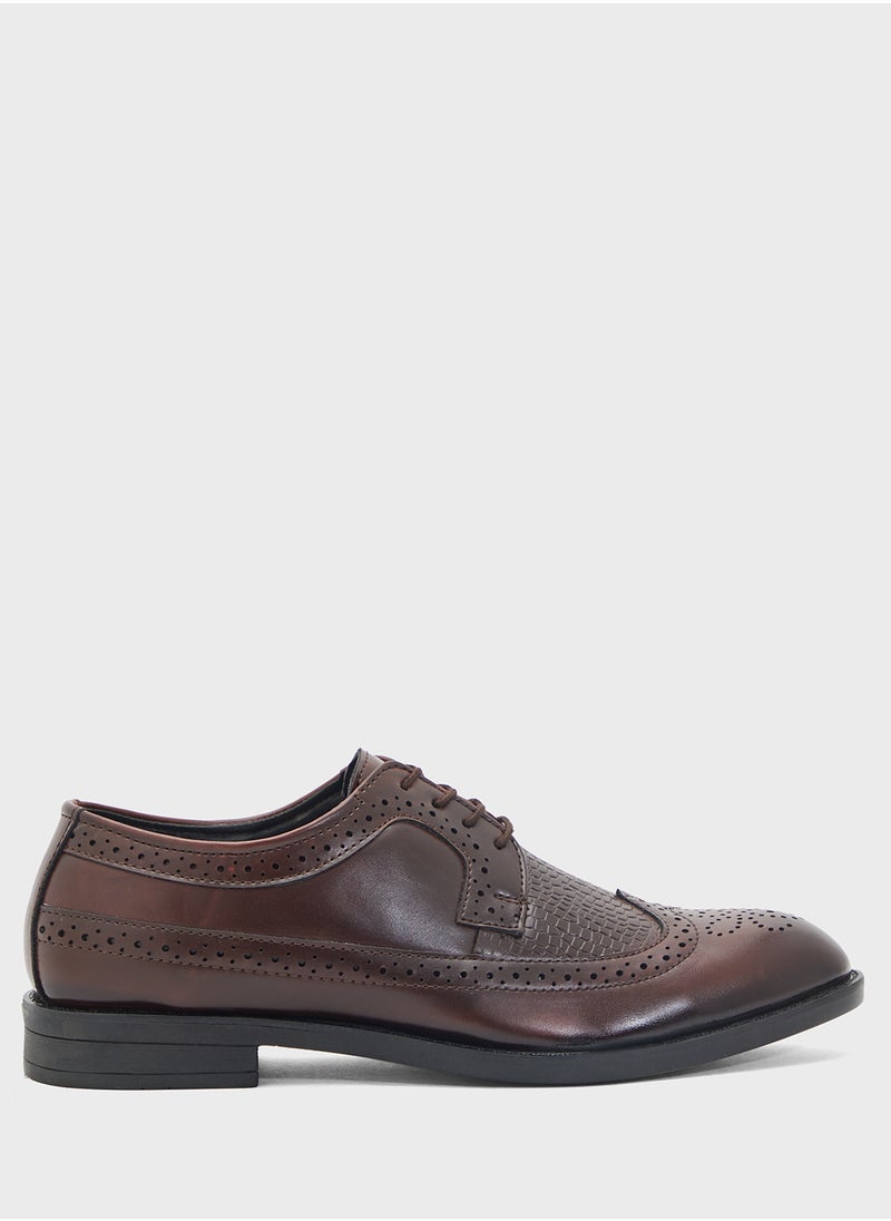 Brogue Design Wing Cap Formal Derby Lace Ups