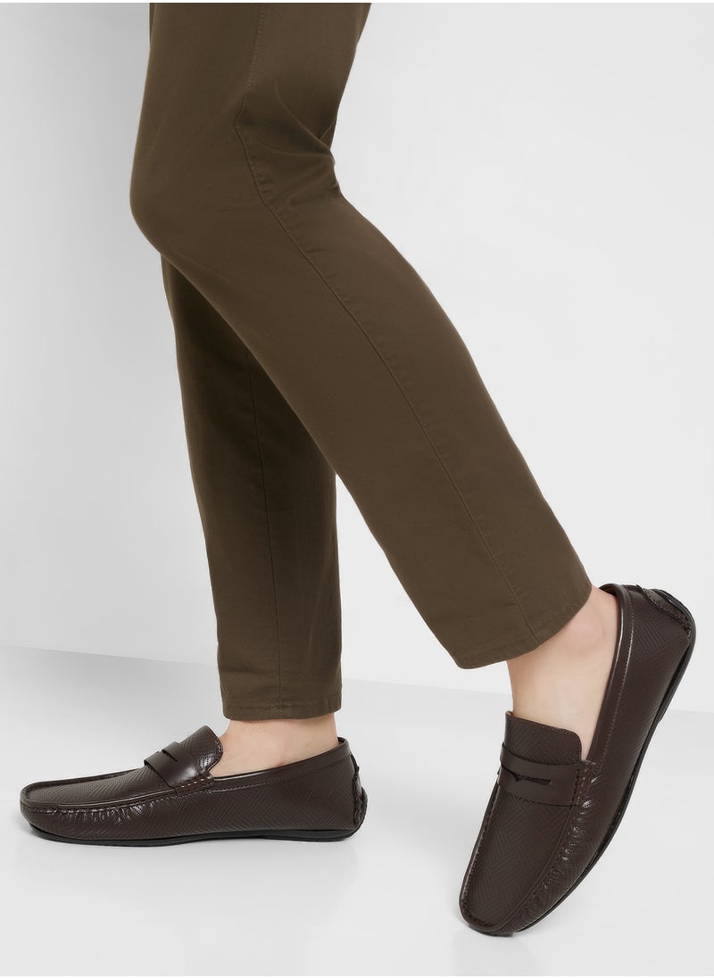 Perforation Detail Casual Loafers