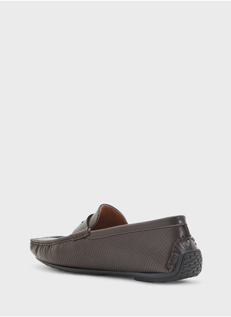 Perforation Detail Casual Loafers
