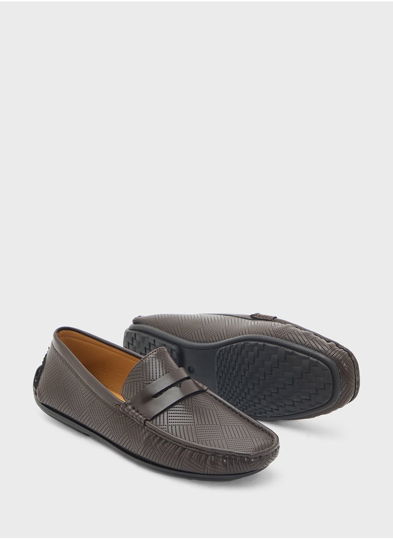 Perforation Detail Casual Loafers