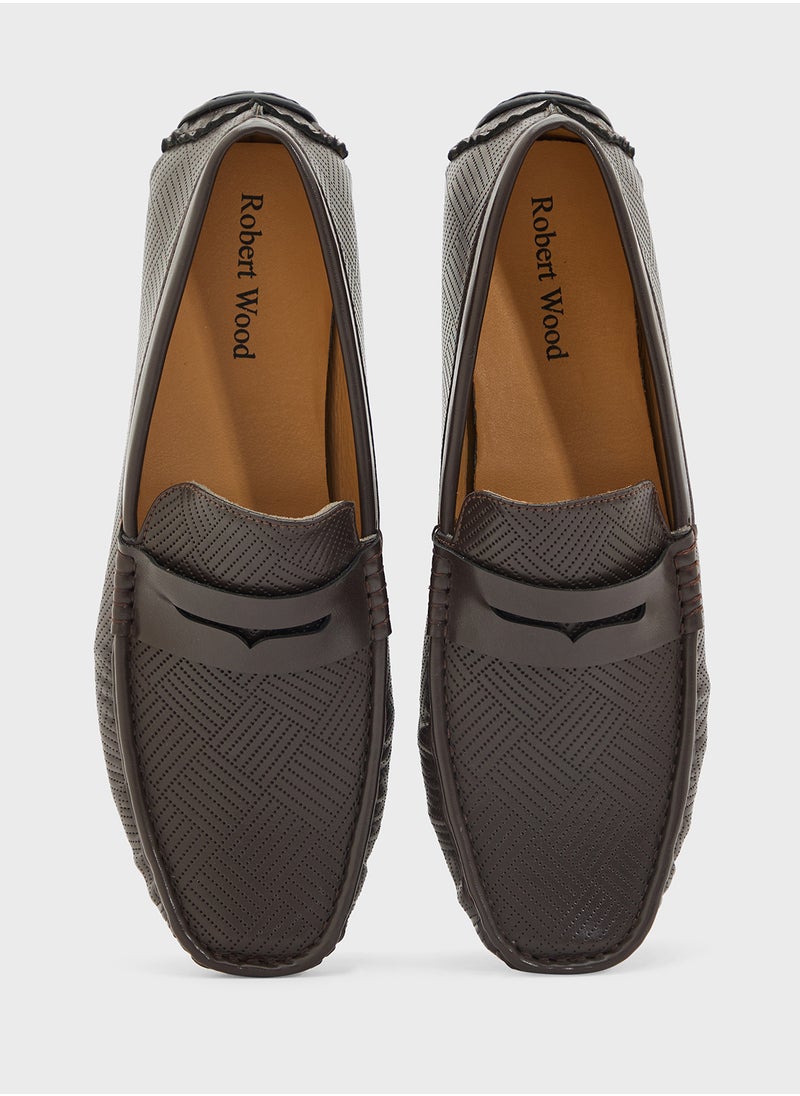 Perforation Detail Casual Loafers