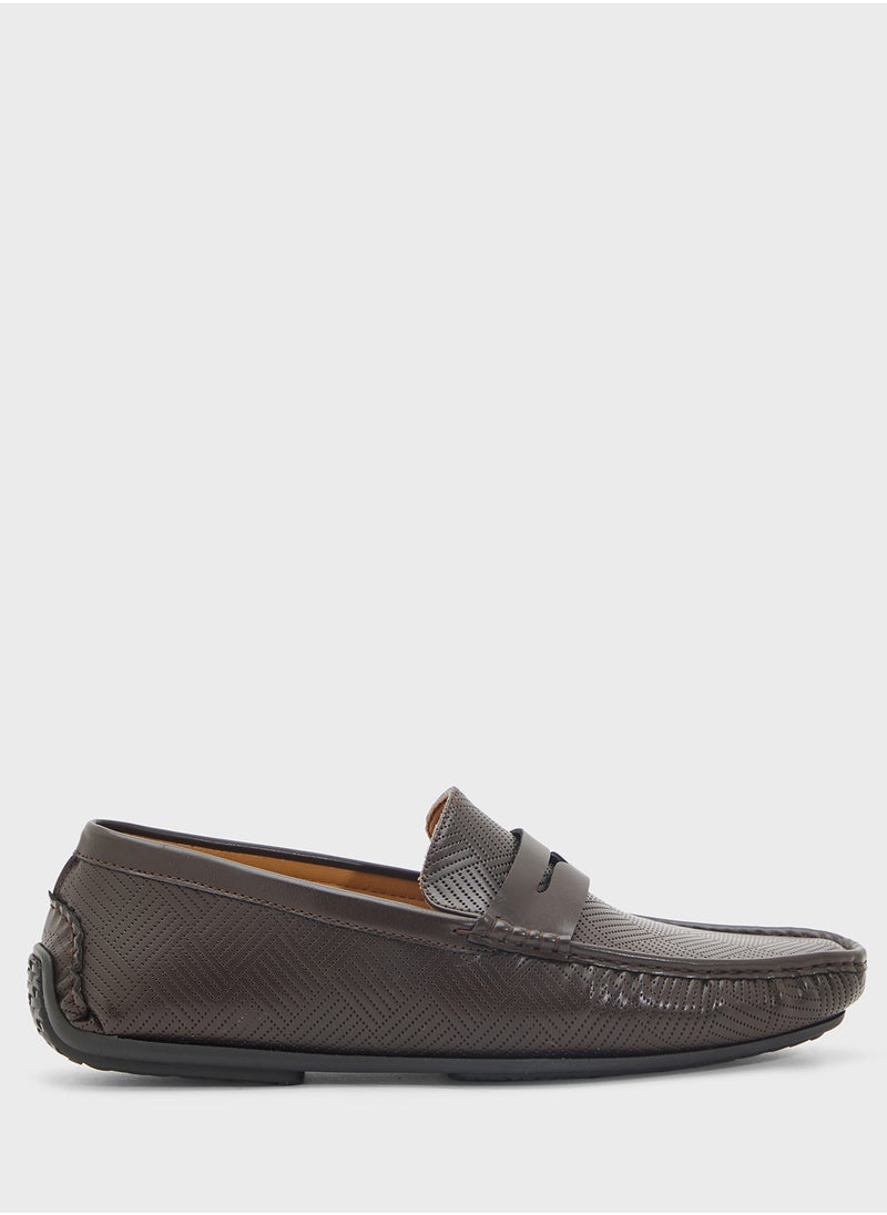 Perforation Detail Casual Loafers