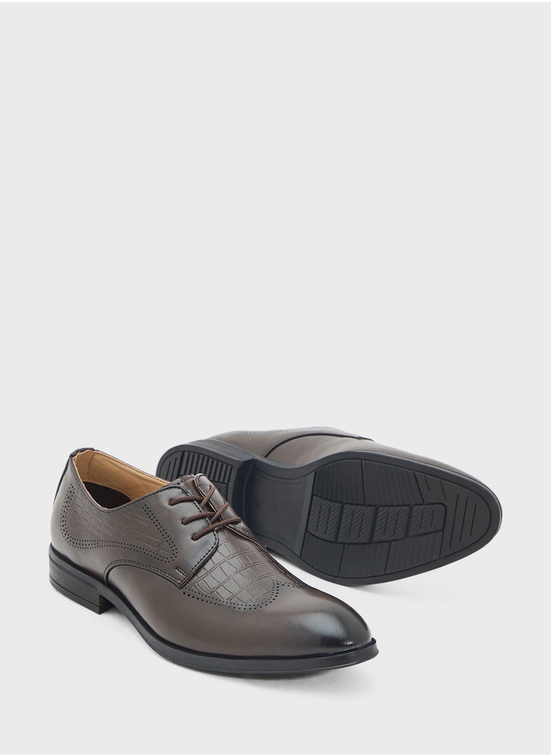 Embossed Texture Formal Lace Ups