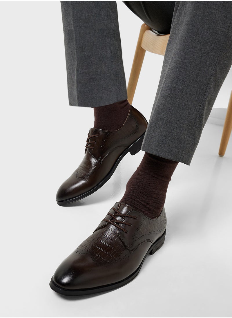 Embossed Texture Formal Lace Ups