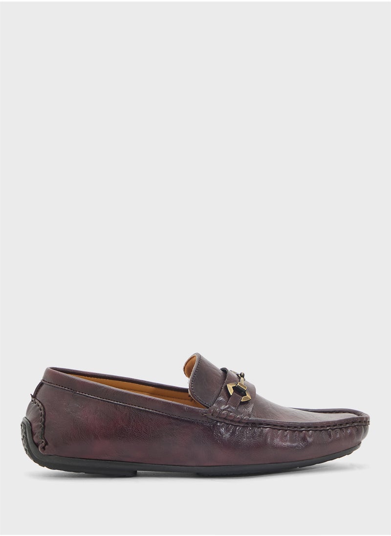 Trim Detail Textured Loafers