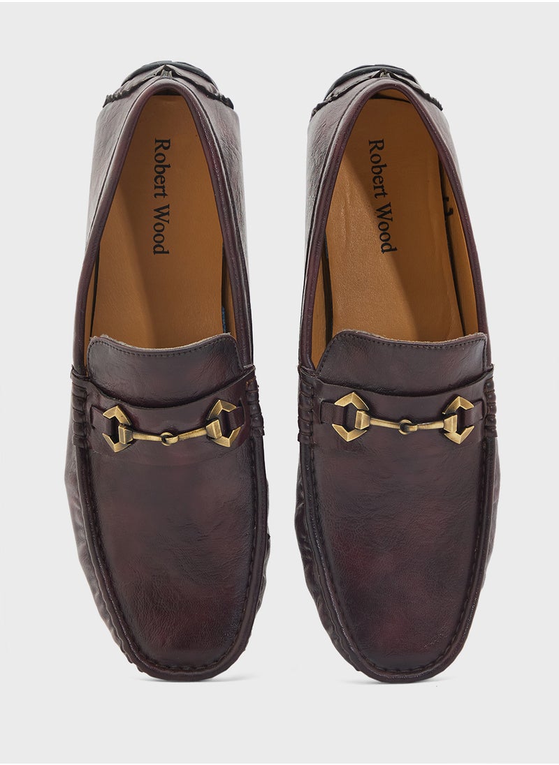 Trim Detail Textured Loafers