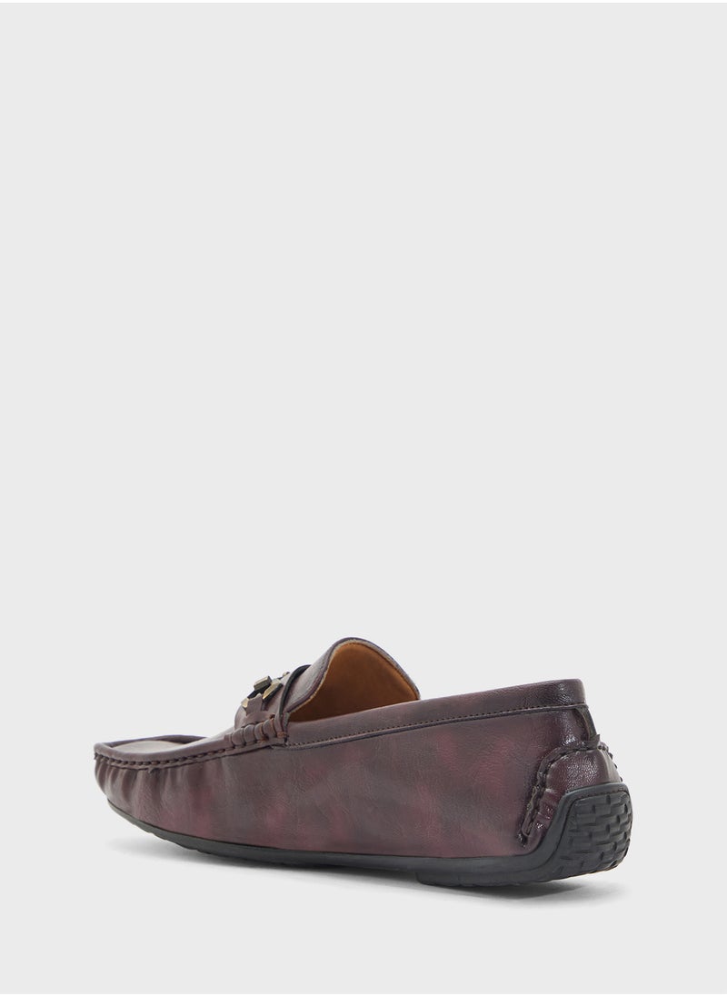 Trim Detail Textured Loafers