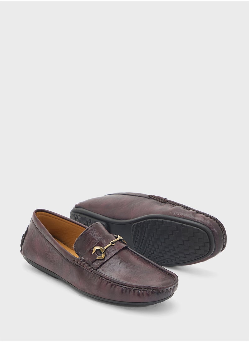 Trim Detail Textured Loafers