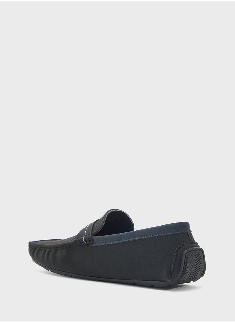 Saddle Detail Textuted Loafers