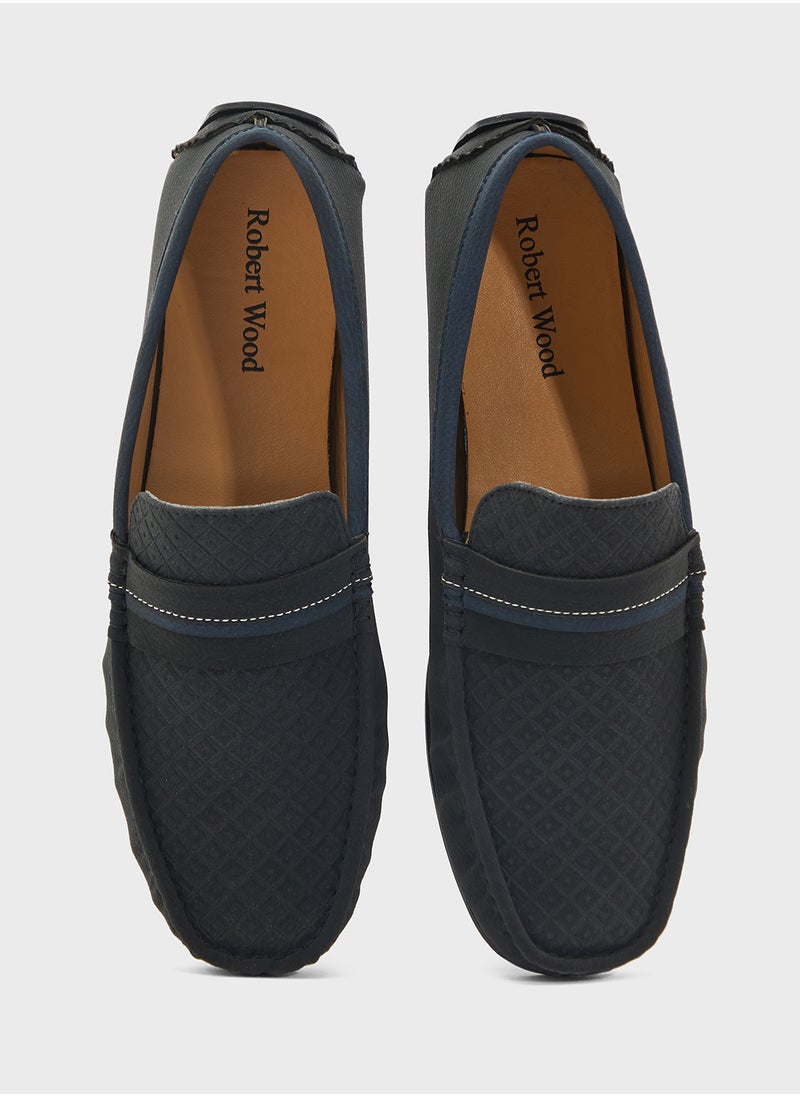 Saddle Detail Textuted Loafers