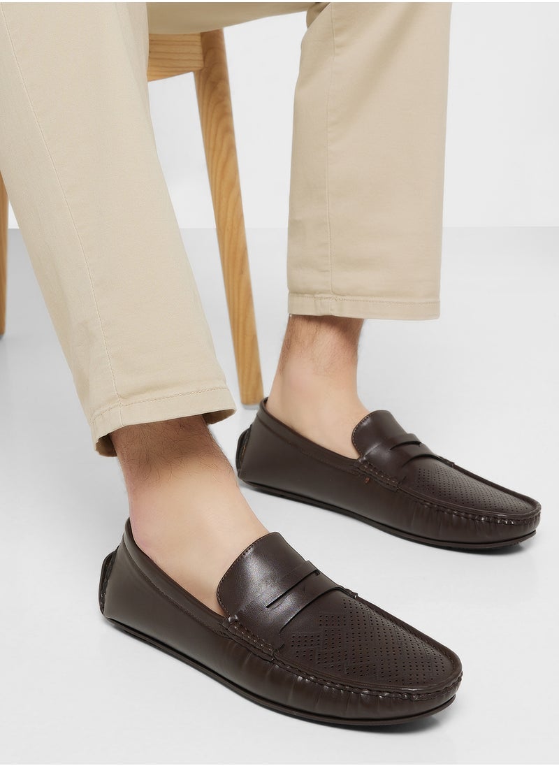 Perforation Detail Casual Loafers