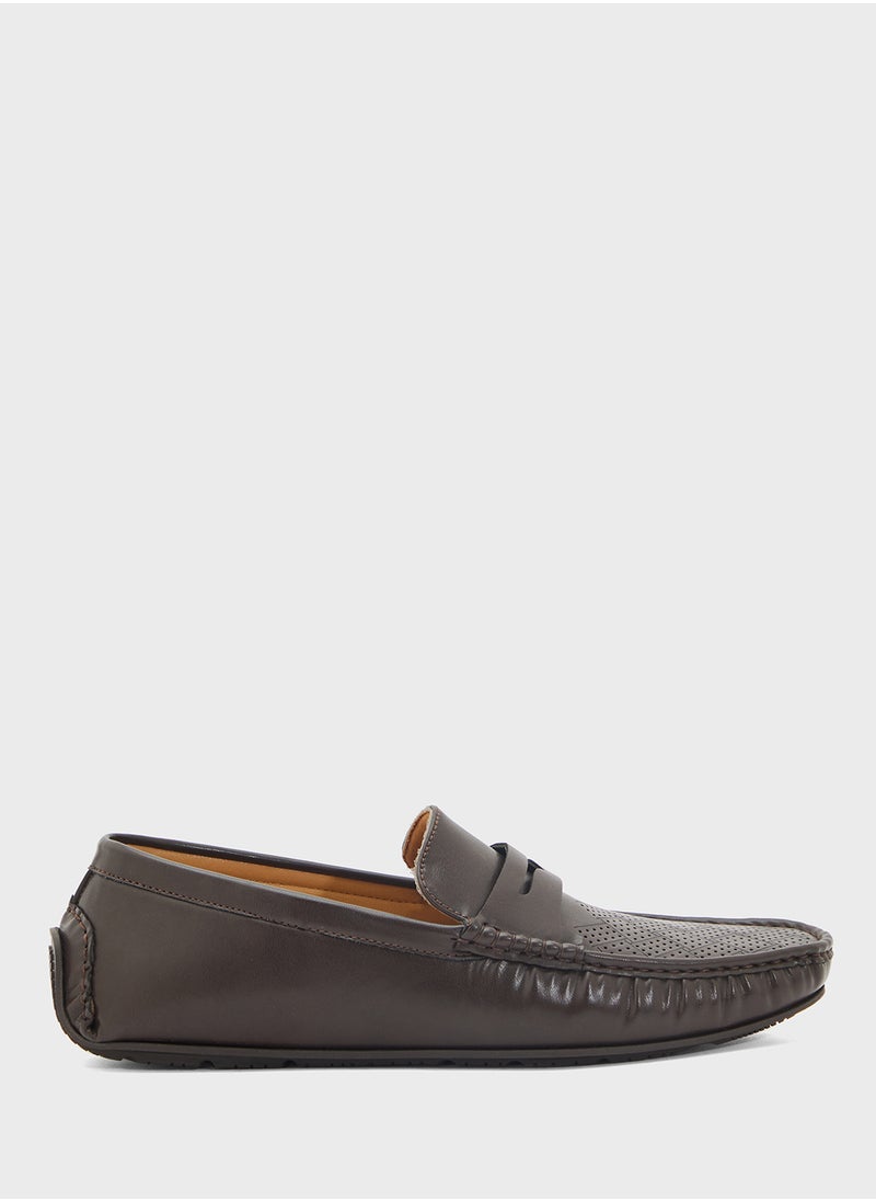 Perforation Detail Casual Loafers