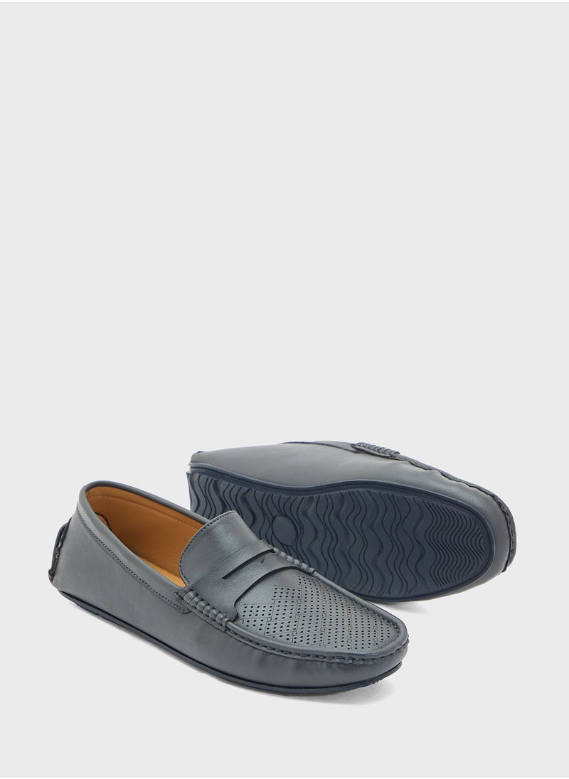 Perforation Detail Casual Loafers