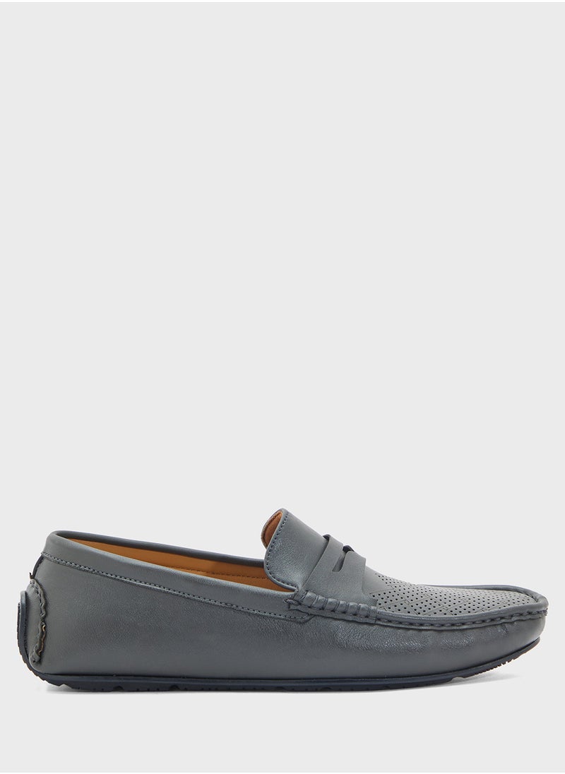 Perforation Detail Casual Loafers