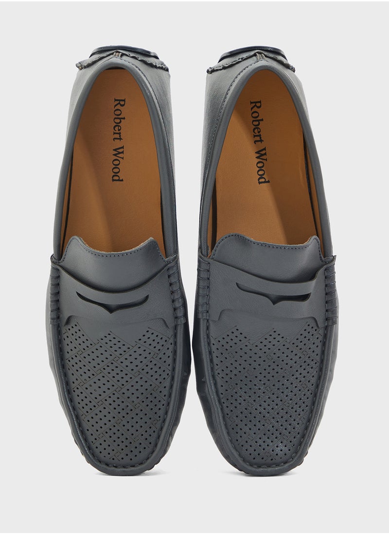 Perforation Detail Casual Loafers