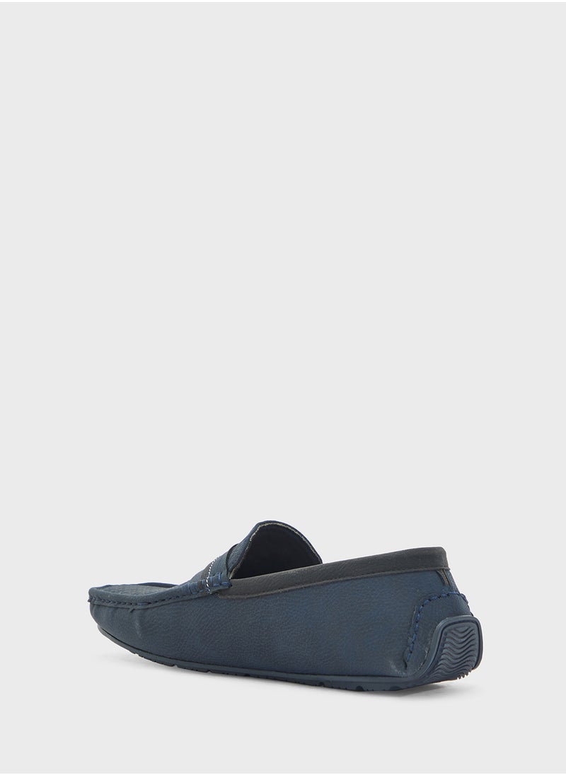 Saddle Detail Textuted Loafers