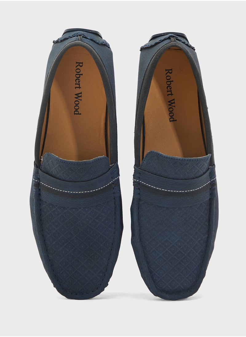 Saddle Detail Textuted Loafers