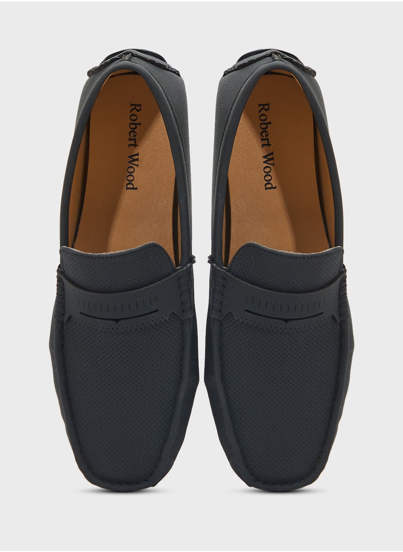 Perforation Detail Casual Loafers