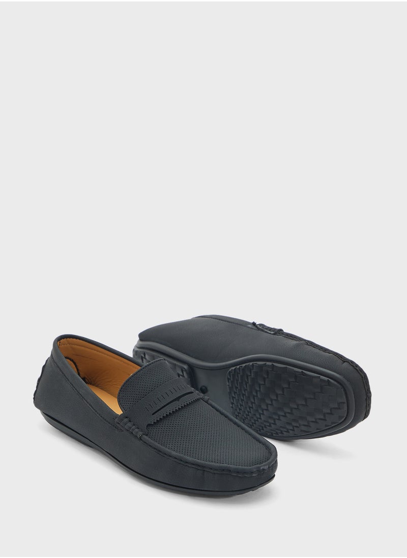 Perforation Detail Casual Loafers