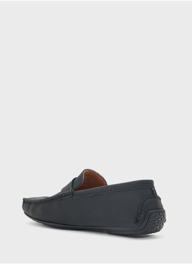 Perforation Detail Casual Loafers